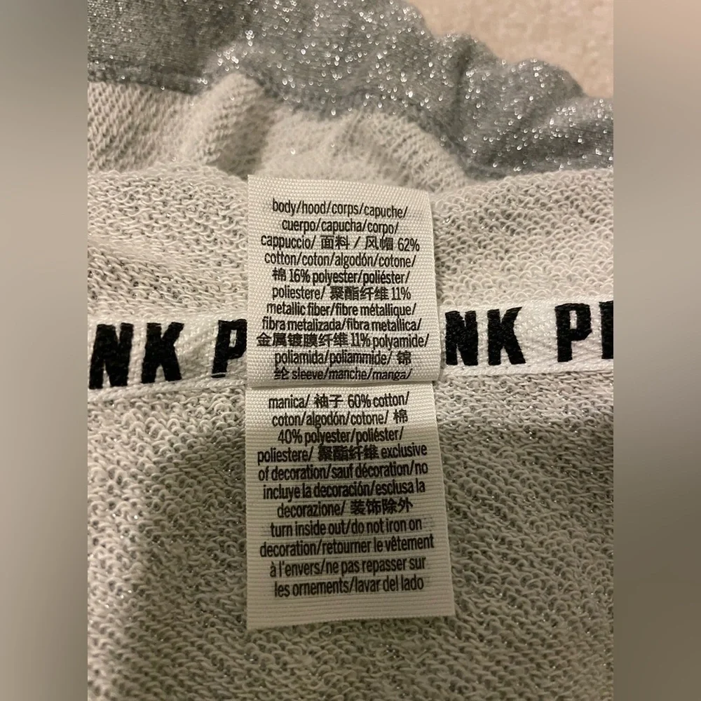 VS PINK bling metallic shine outfit SMALL joggers LARGE hoodie NWOT - Picture 9 of 13